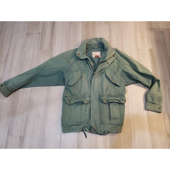 Vintage 90's Arizona Jean Company Green Barn Jacket Military Style Cotton Medium - Picture 1 of 7